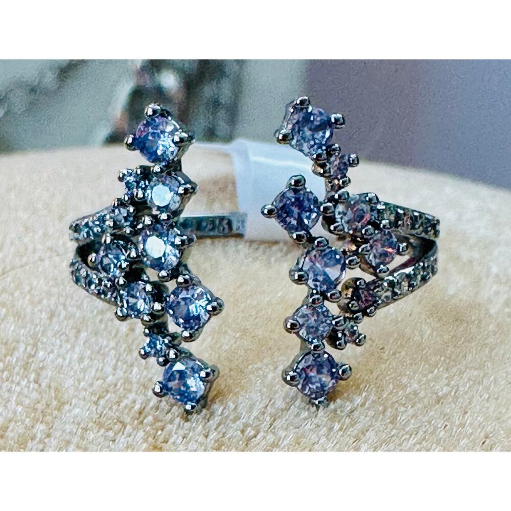 Bomb Party Lavender Topaz on Hematite Plating Ring Size 9 - Picture 3 of 4